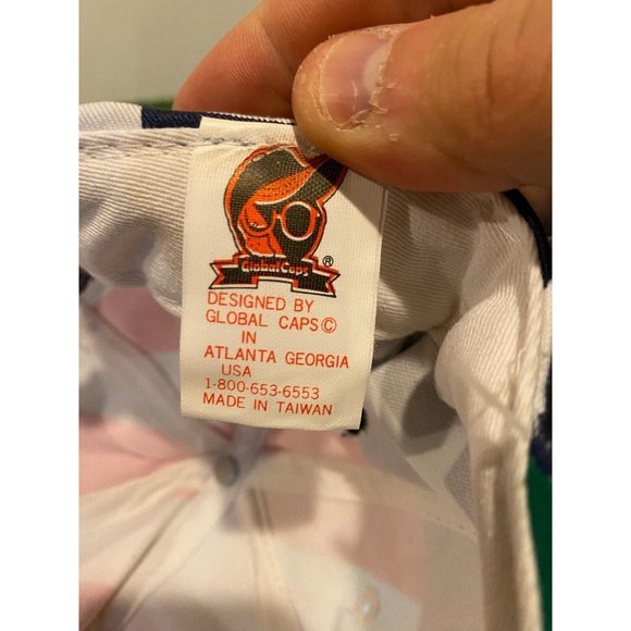 Vintage USA hat cap snap back mens all over print global caps block head - Picture 9 of 9